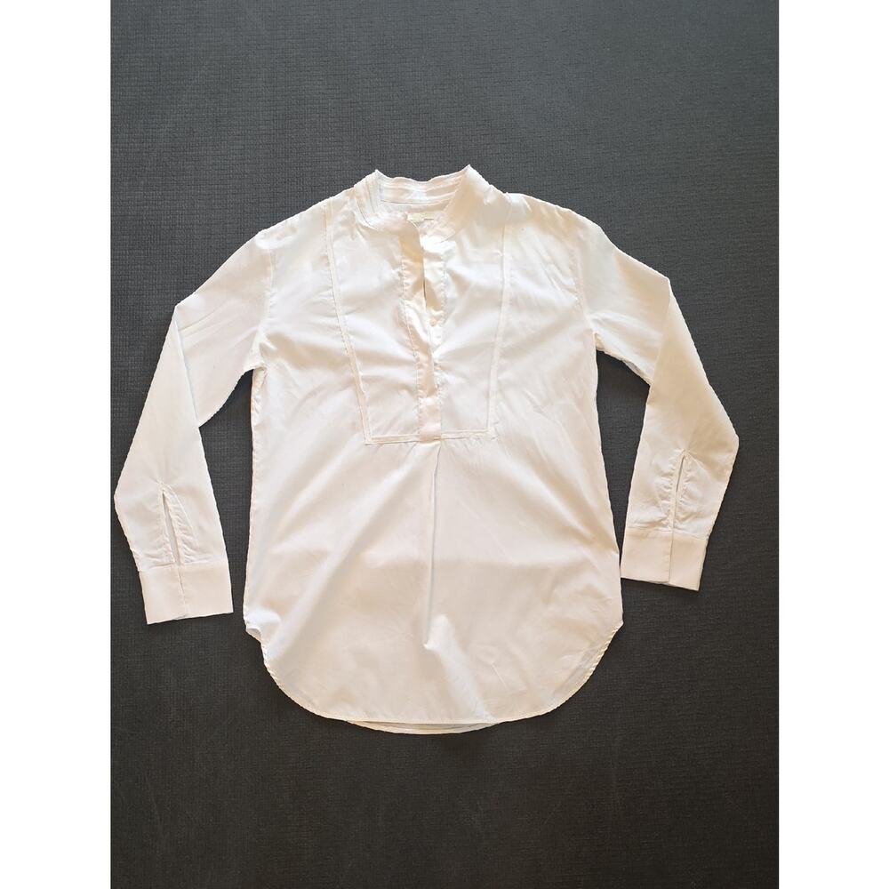 COS White Mandarin-Collar Long-Sleeve Shirt Womens 4 Simple Clean Minimal EUC